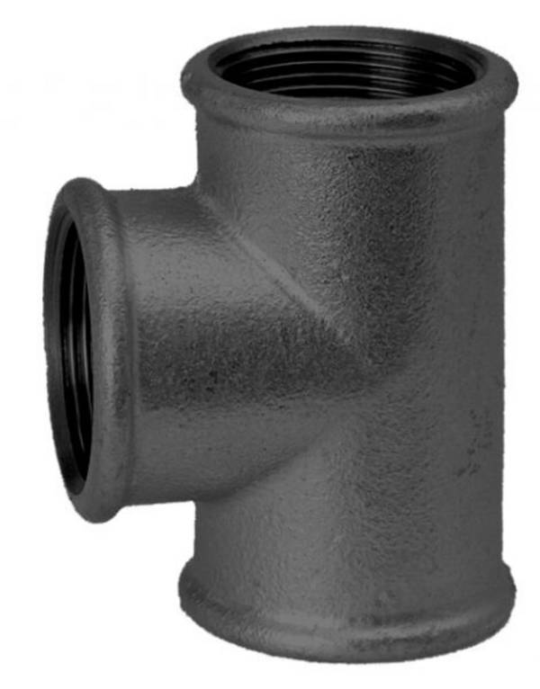 SCHMIDT HERMANN Temperguss-T-Stueck Nr.130 3/8" 90 Grad, schwarz