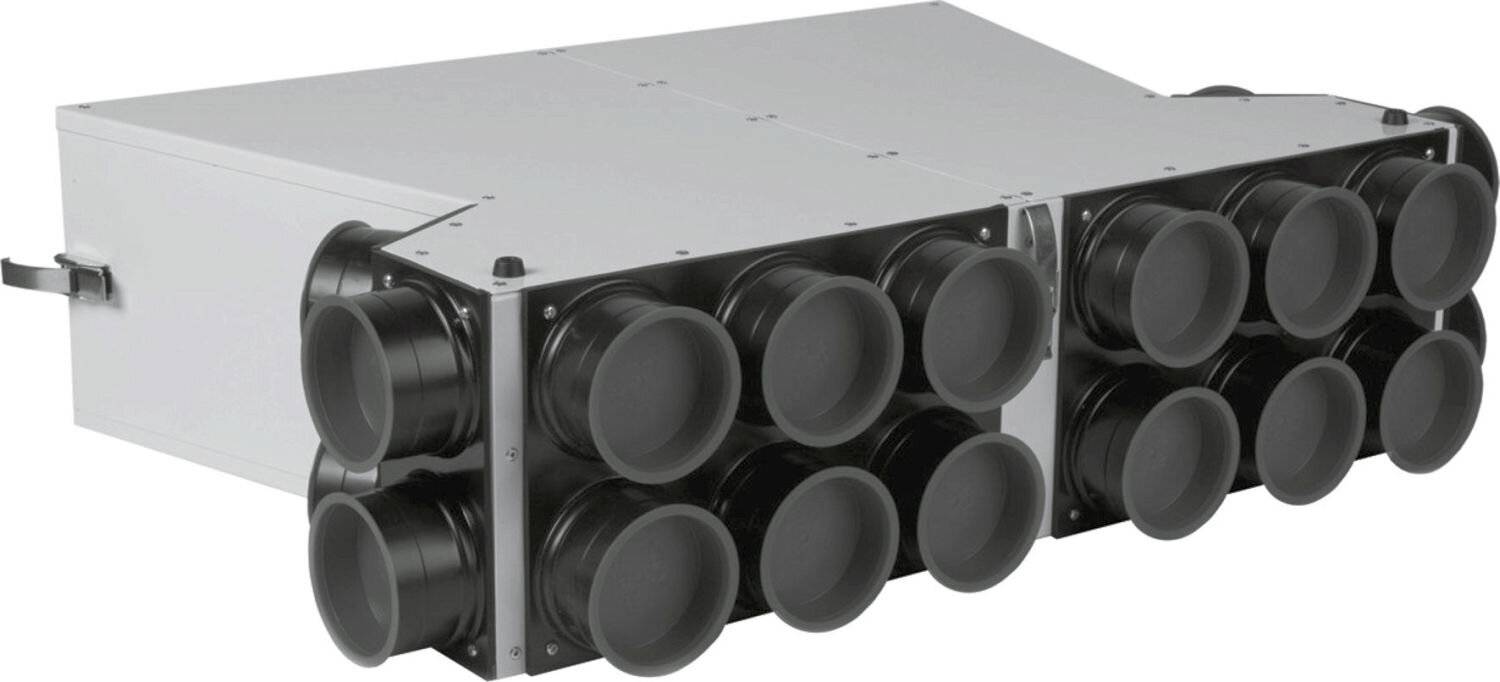 WOLF Luftverteiler DN125 für CWL-F-150 10 Stutzen DN75/63 mit 5 Rohrkappen-1