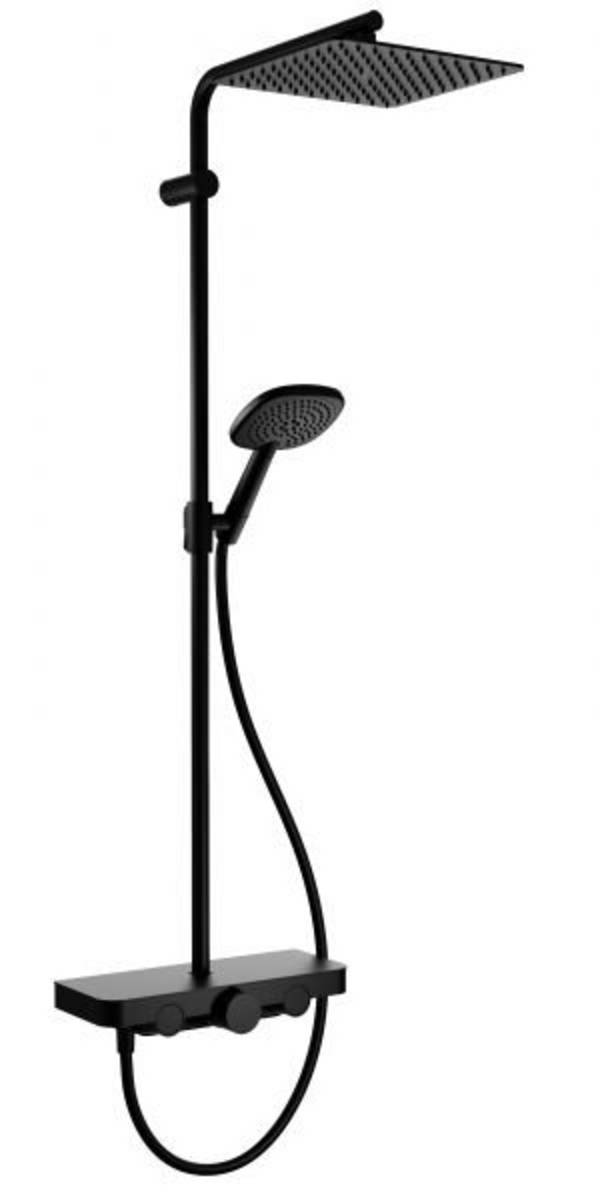 concept 300 Duschsystem mattschwarz eckig mit Thermostat