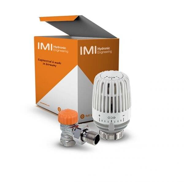 IMI Heimeier Set 3 Thermostat-Kopf K eco und Thermostat-Ventilunterteil Eclipse, DN 15 1/2", Eck-1