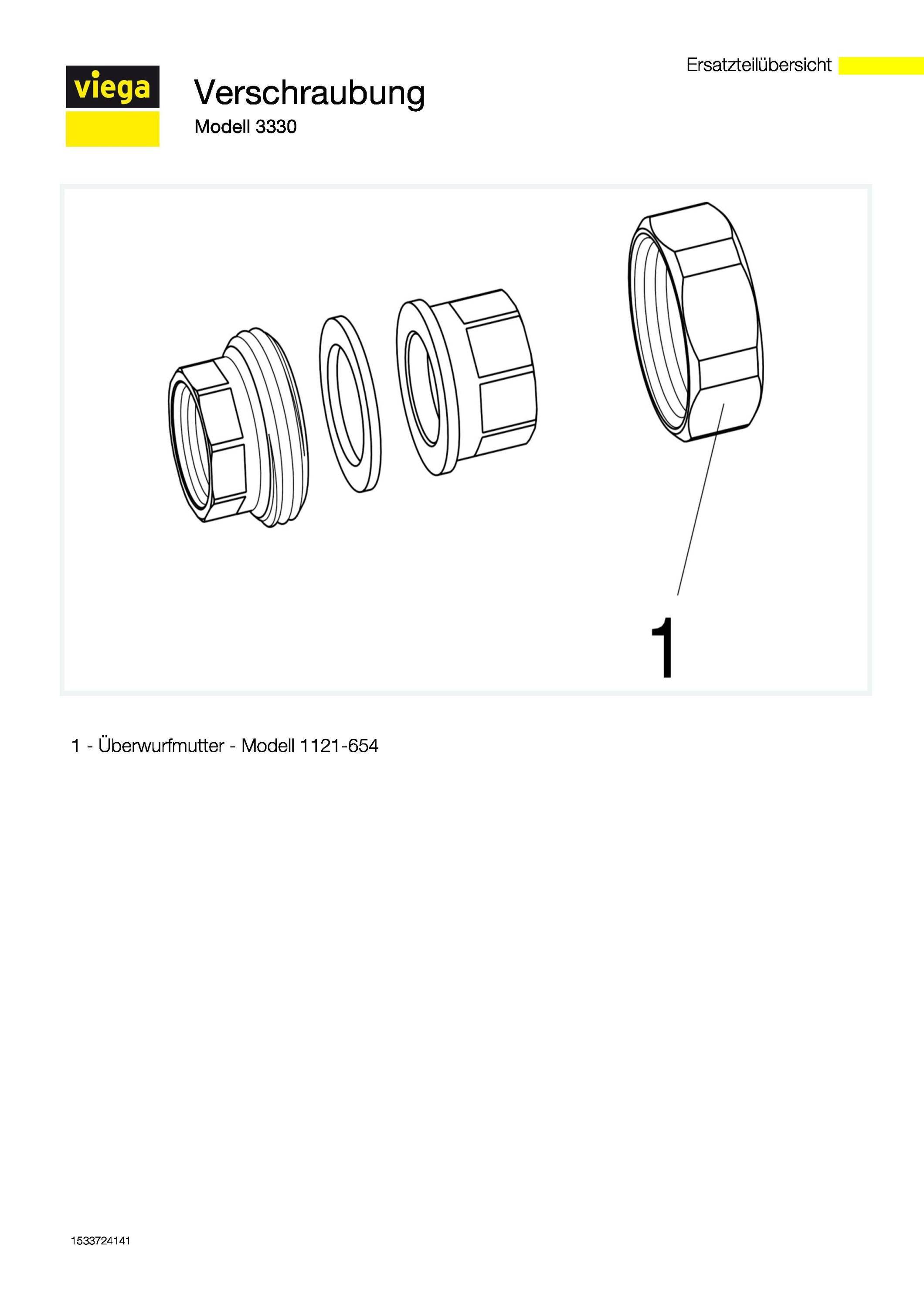 VIEGA Rotguss-Rohrverschraubung 3330 3/4" DVGW mit 2 Innengewinde, flachdichtend-1