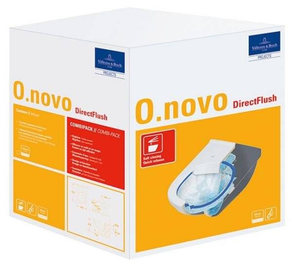 Villeroy & Boch Combi-Pack O.novo HR 360x560x350mm Oval wandhängend Abgang waagerecht Direct-Flush, Weiß Alpin-4