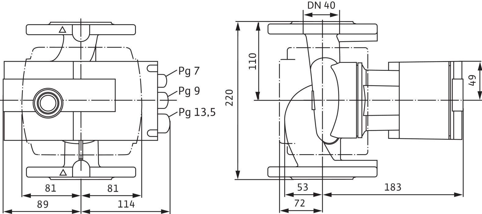 WILO Hocheffizienzpumpe WILO Stratos PN 6/10 40/1-10, BL 220mm, DN 40, Nr.2103613-2