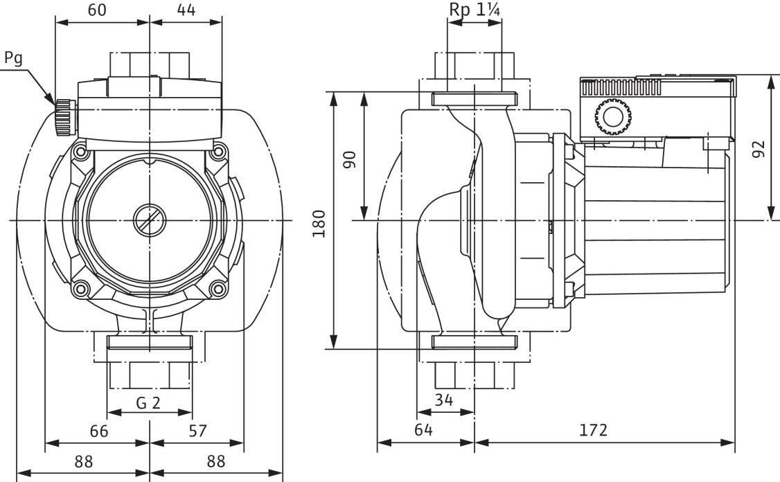 WILO Nassläufer-Standardpumpe TOP-Z30/7, 1x230V, PN6/10, G2, 90W-3