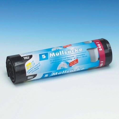 5 Müllsäcke, LDPE 240 l 125 cm x 100 cm schwarz extra stark und extra reißfest, 60 my-1