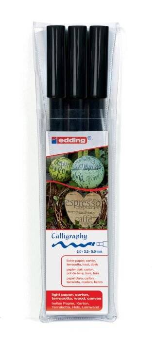 edding 1255 calligraphy - Filzstift - permanent - Schwarz - Wasserbasierte Pigmenttinte (Packung mit 3)-2