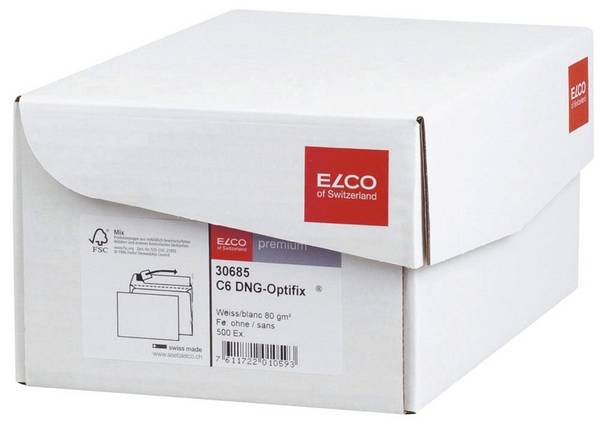 Elco Premium Optifix C6 162 x 114/33mm, C6 (114 x 162 mm), Weiß, 80 g/m², 114 mm, 162 mm, 500 Stück(e)