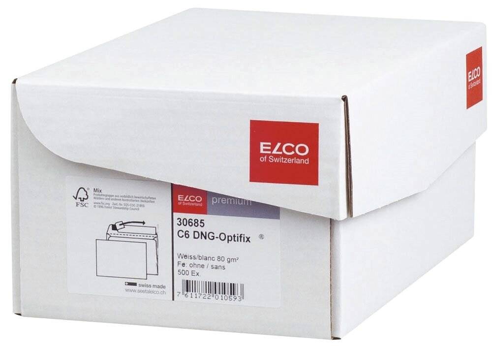 Elco Premium Optifix C6 162 x 114/33mm, C6 (114 x 162 mm), Weiß, 80 g/m², 114 mm, 162 mm, 500 Stück(e)-0