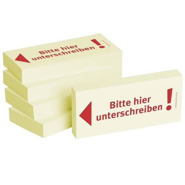Bedruckte Haftnotizen - Text: Bitte hier