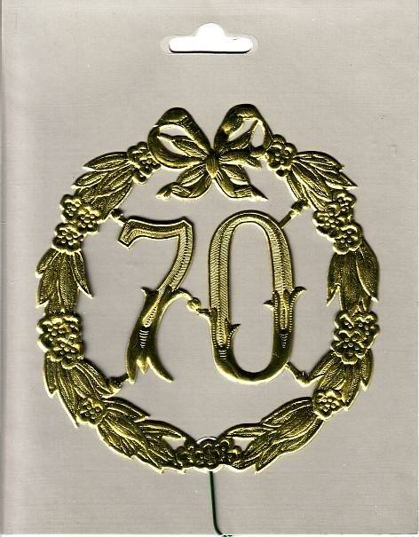 Jubiläumszahl 70 - Ø 13 cm Draht gold.-1
