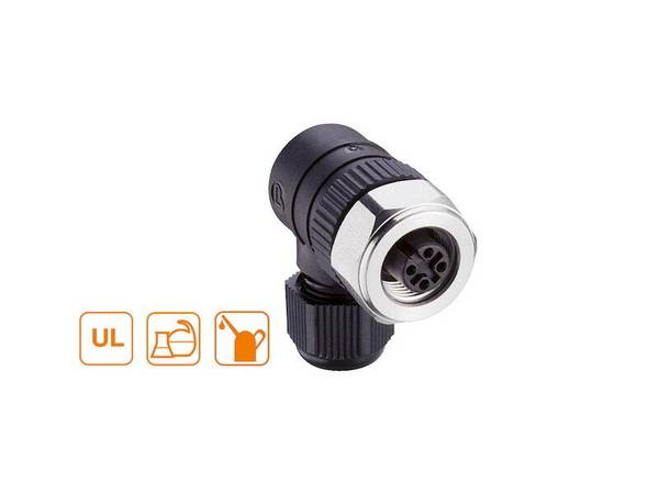 Lumberg RKCWN 4/9 M12 Kupplung 4 polig Schraubklemmen gewinkelt SW 19