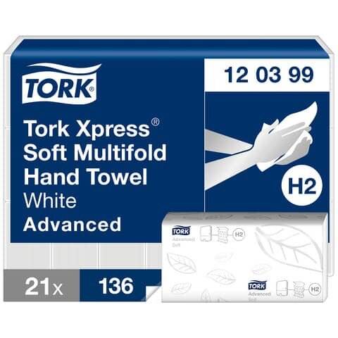 Falthandtuch 2-lagig weiß 2856 ST weiß System H2 TORK 120-0