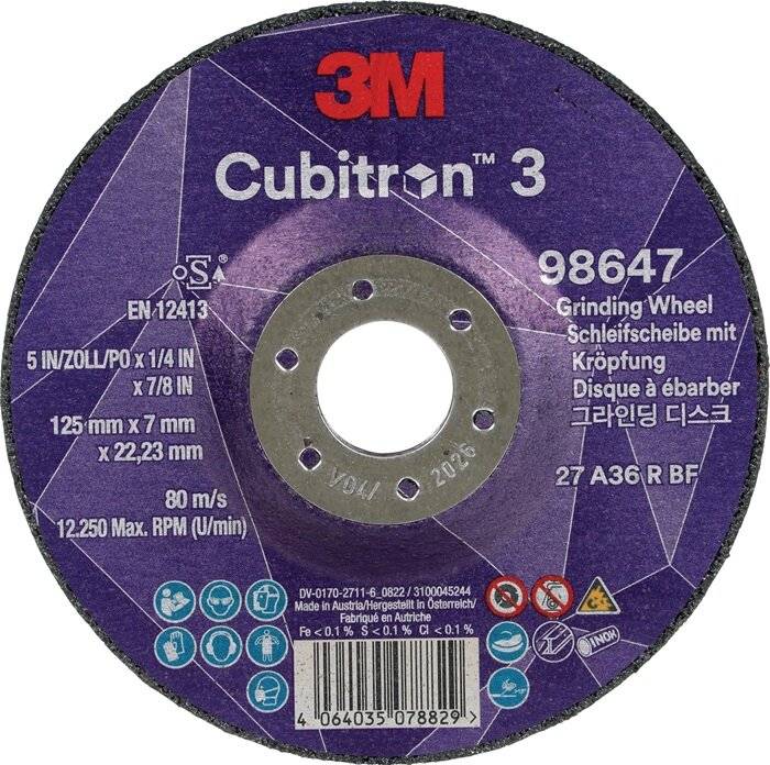Schruppscheibe Cubitron™ 3 D125xS7mmKörnung 36+ gekr.3M™ Cubitron™ 3-0
