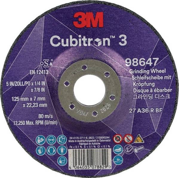 Schruppscheibe Cubitron™ 3 D125xS7mmKörnung 36+ gekr.3M™ Cubitron™ 3