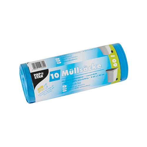 10 Müllsäcke, LDPE 60 l 85 cm x 60 cm blau 43 my-1
