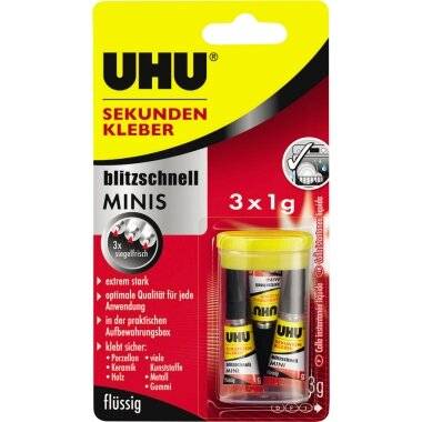 UHU Sekundenkleber blitz-schnell MINIS 3x1g - Artikel: 4026700454154-1