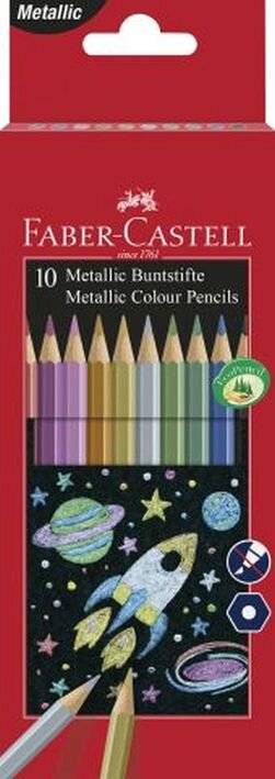 FABER-CASTELL Hexagonal-Buntstifte metallic, 10er Kartonetui-2