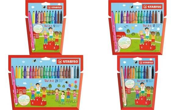 Fasermaler mit Dreikant-Griffzone Trio A-Z 0,7 mm Etui mit 18 Farben-2