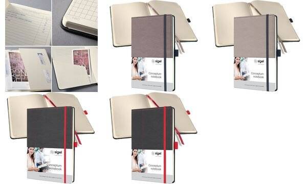 SIGEL Notizbuch Conceptum - Design Casual - punktkariert (Dot-Lineatur) - ca. A5 - beige - Hardcover - 194 S.-5