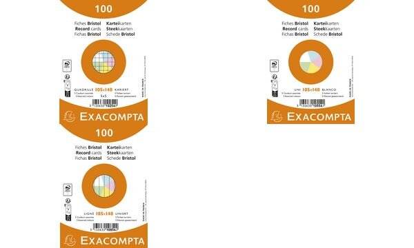 EXACOMPTA Karteikarten, DIN A6, blanko, farbig sortiert (8703201)-1