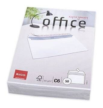 Briefumschlag Office - C6, hochweiß, haftklebend, ohne Fenster, 80 g/qm, 50