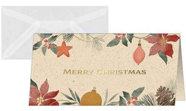Weihnachtskarte DL 240g 10+10 Stück Christmas Art Goldprägung-2