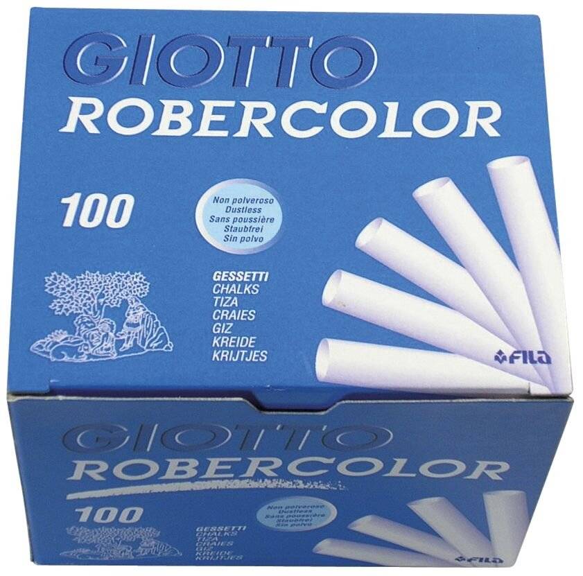 Tafelkreide Robercolor - rund, weiß, Länge 80 mm, 100-0