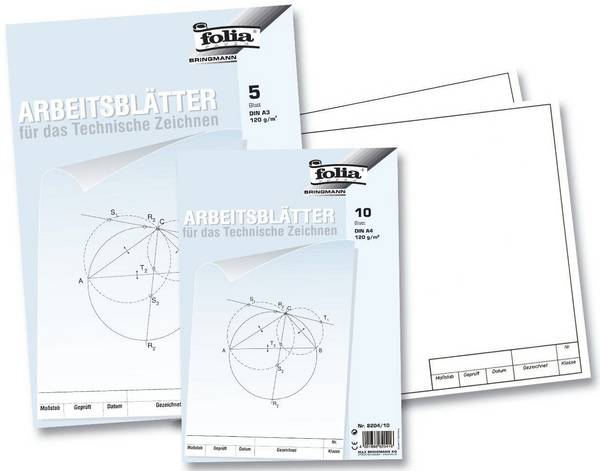 Arbeitsblätter für technisches Zeichnen 120g/qm, weiß, DIN A3, 5