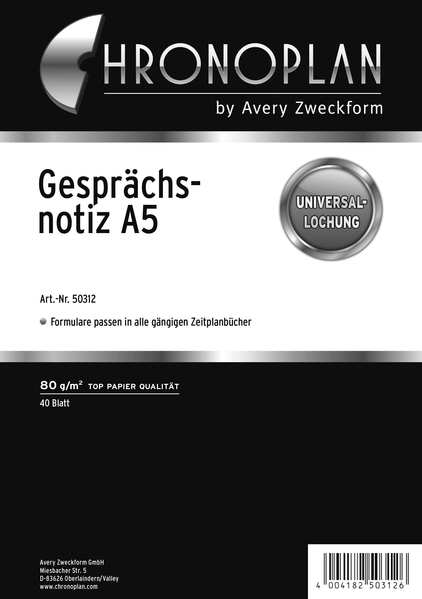 Chronoplan Gesprächsnotiz 50312, 40 Blatt, weiß-2