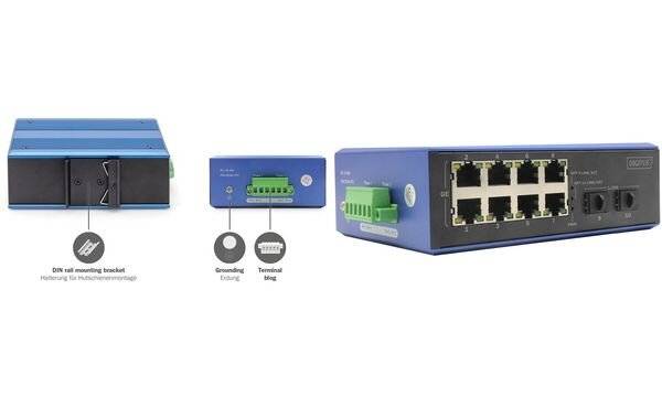 DIGITUS Switch - industriell - unmanaged - 8 x 10/100/1000 (PoE+)-4