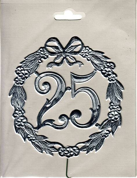 Jubiläumszahl 25 - Ø 13 cm Draht silber.-1