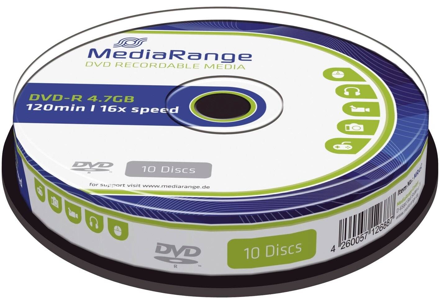 MediaRange - 10 x DVD-R - 4.7 GB (120 Min.) 16x-7