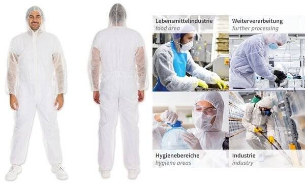 Hygonorm Overall "Light", PP, XXL, weiß Taillen + Armgummi, Kapuze-1