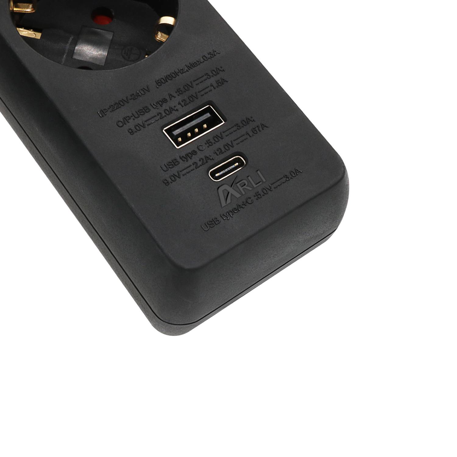 Steckdosenleiste 5 fach mit 2 USB Ladebuchsen Schalter 5 m Kabel schwarz-4