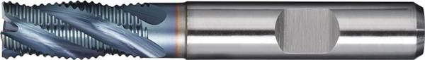 Schaftfräser DIN 844 Typ HR D.14mm Einsatz-L.36mm HSS-Co5 TiCN Weldon Z.4 kurz P