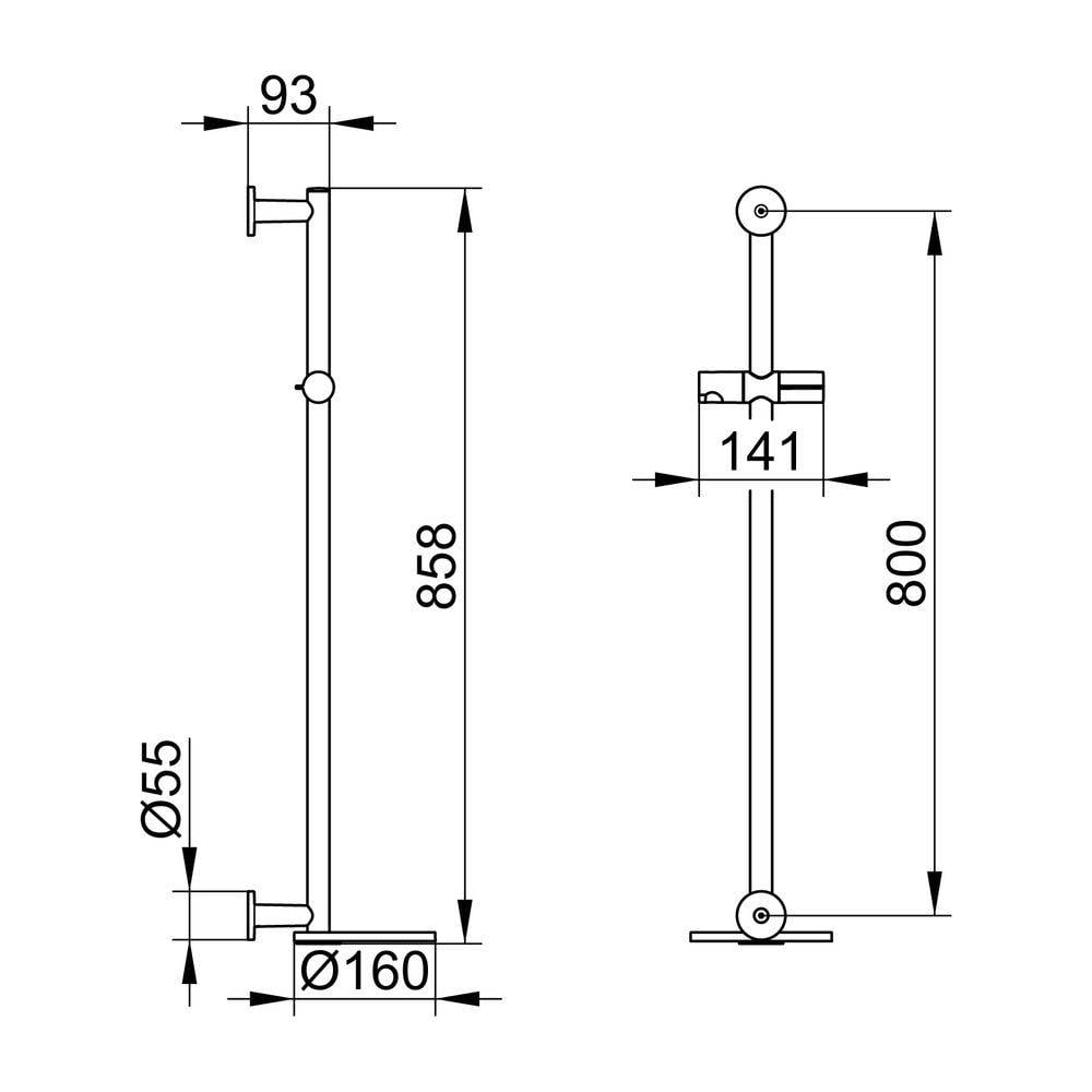 KEUCO Brausestange IXMO 59585, rund, mit Ablage, verchromt/weiß, 855 mm-1