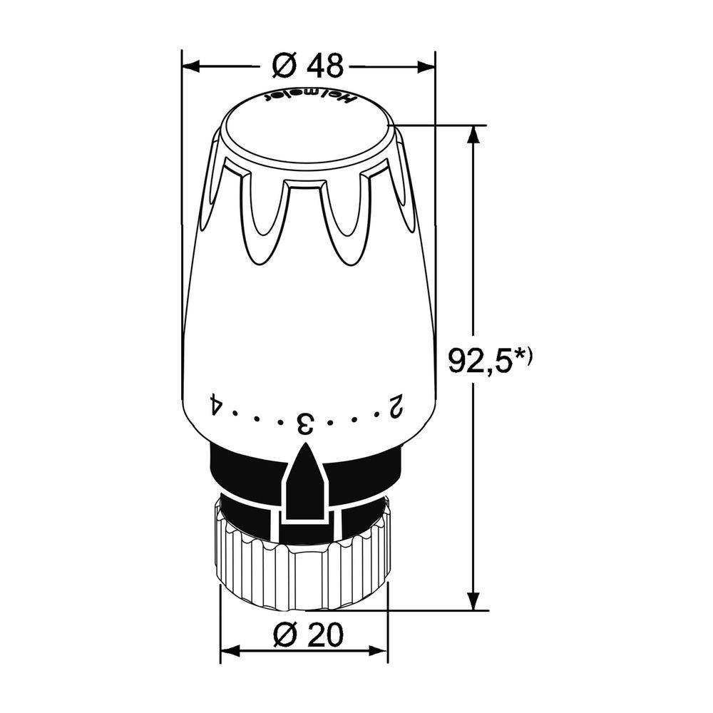 IMI Heimeier Thermostat-Kopf DX, mit Direktanschluss für Klemmverbindung VHK und Danfoss RA-1