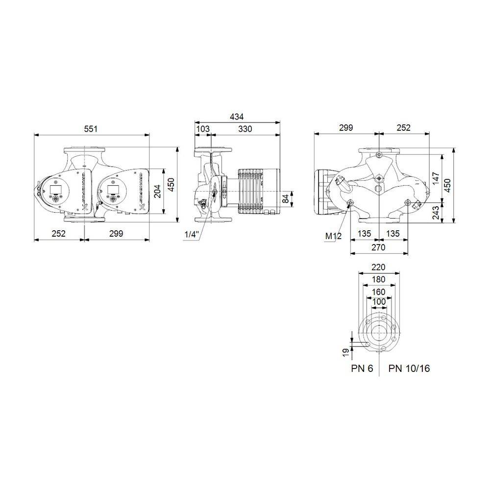 Grundfos Umwälzpumpe elektronisch geregelt MAGNA3 D 80-80F, PN 6 230V, 360mm max. Förderh. 8m Volumenst. 55m3/h-1