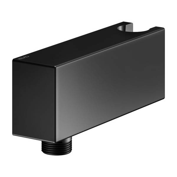 Keuco Schlauchanschluss mit Halter, für Gussschlauch Wandbrausehalter 3/4", Wandanschluss G 1/2", Schwarz matt,