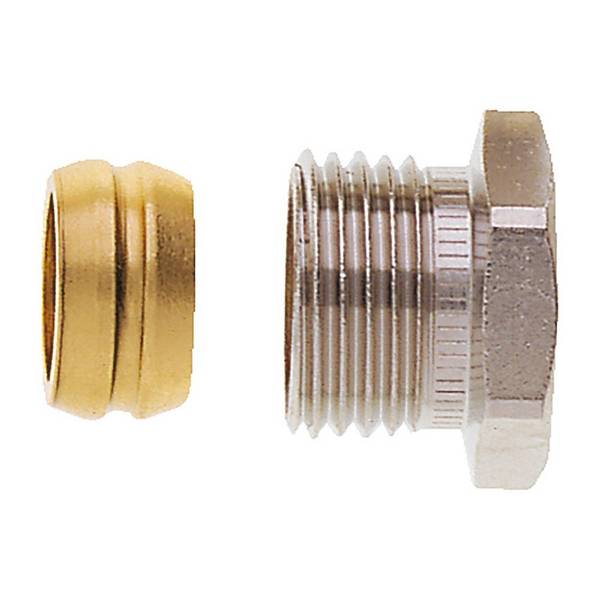 IMI Heimeier Klemmverschraubung, für Kupfer- und Stahlrohr 12mm Rp 1/2" Innengewinde, vernickelt