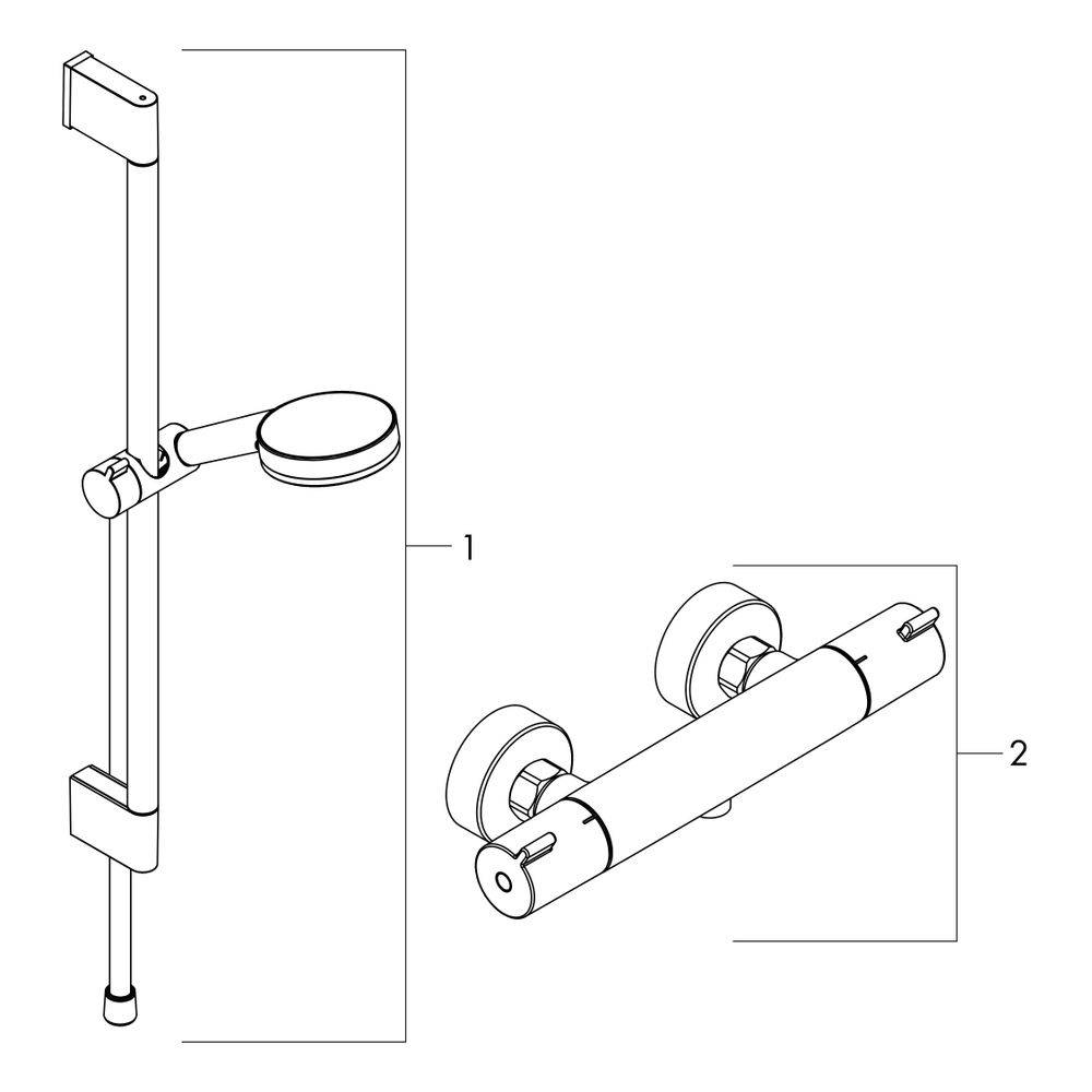 hansgrohe Crometta Brausesystem Aufputz Vario mit Ecostat 1001 CL Thermostat, Brausestange 900mm, Weiß/Chrom-1