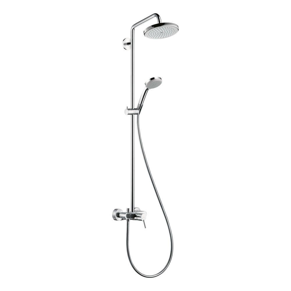 hansgrohe Croma Showerpipe 220mm 1jet 16l/min mit Einhebelmischer, Chrom-0