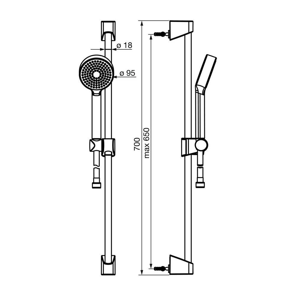 Hansa BasicJet Wandstangengarnitur 4478 1-strahlig Chrom-2