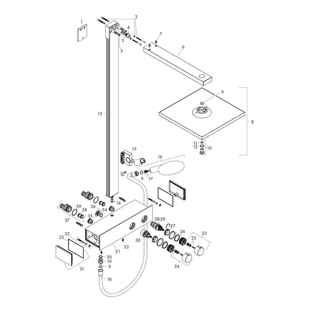 hansgrohe Raindance E Showerpipe 300mm 1jet 16l/min mit ShowerTablet 350, Chrom-2