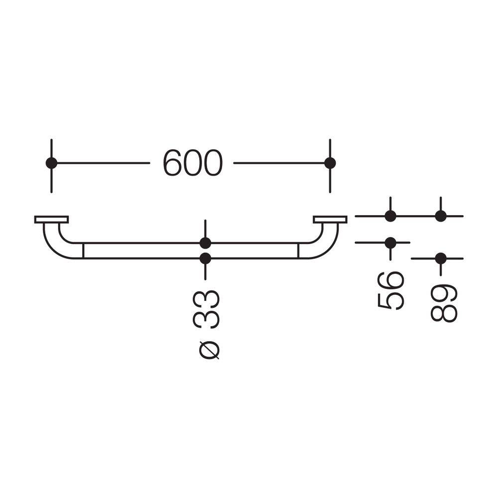 HEWI Haltegriff Serie 801 D 33, 600mm BM211.2 reinweiß-1