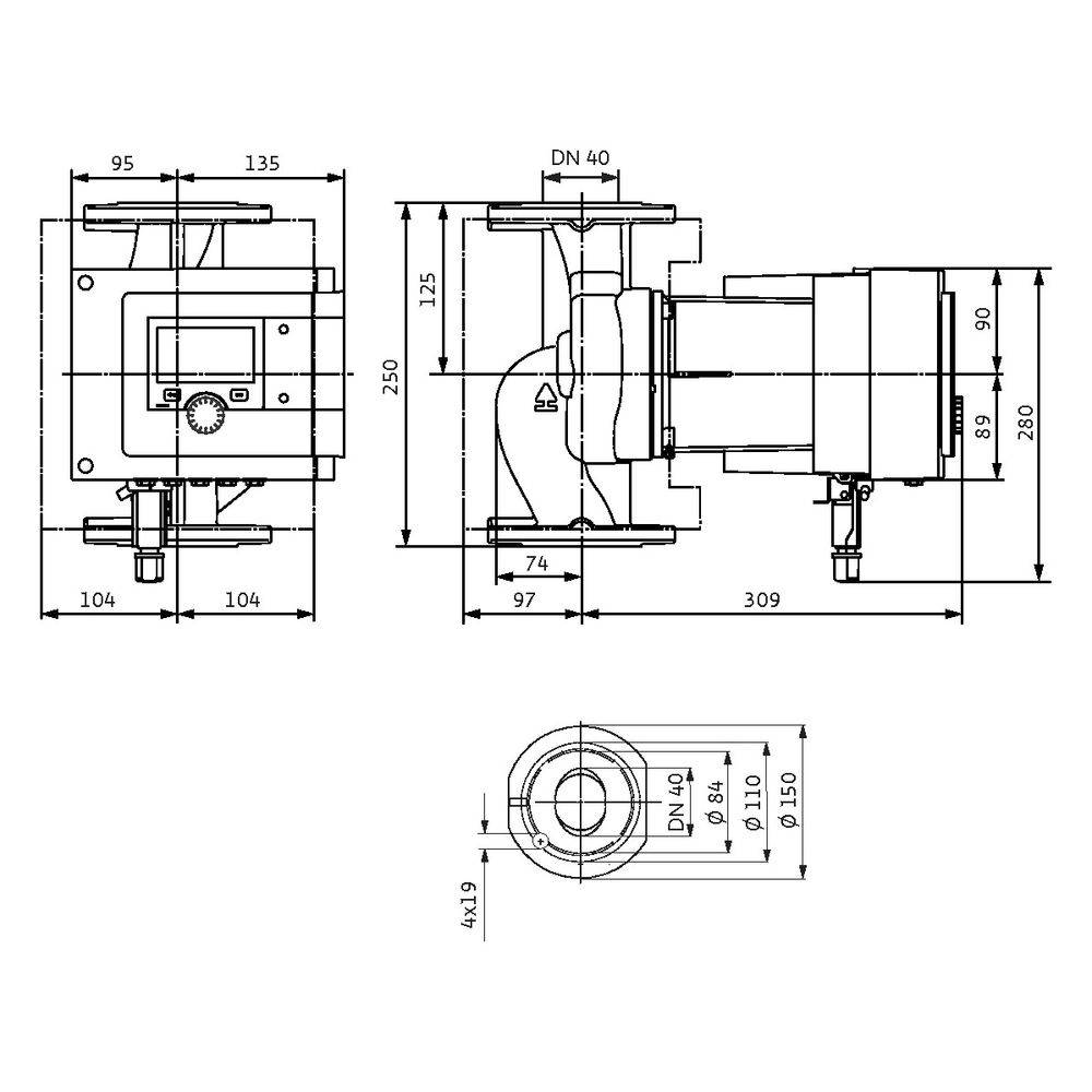 Wilo Stratos MAXO Nassläufer-Premium-Smart-Pumpe 40/0,5-12, 479W, 230V, DN 40, PN 16-1
