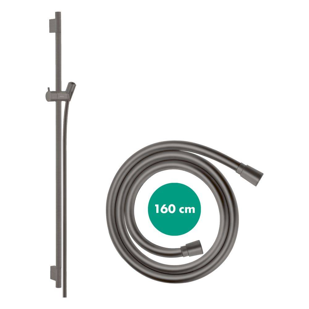 Hansgrohe Unica Brausestange S Puro 90cm, Isiflex Brauseschlauch 160cm, Brushed Black Chrome-1
