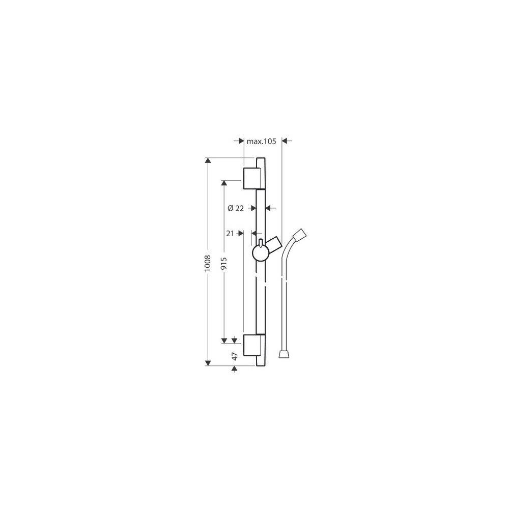 hansgrohe Unica Brausestange S Puro 1008mm Schwarz/Chrom gebürstet mit Isiflex Brauseschlauch 1,60m-2