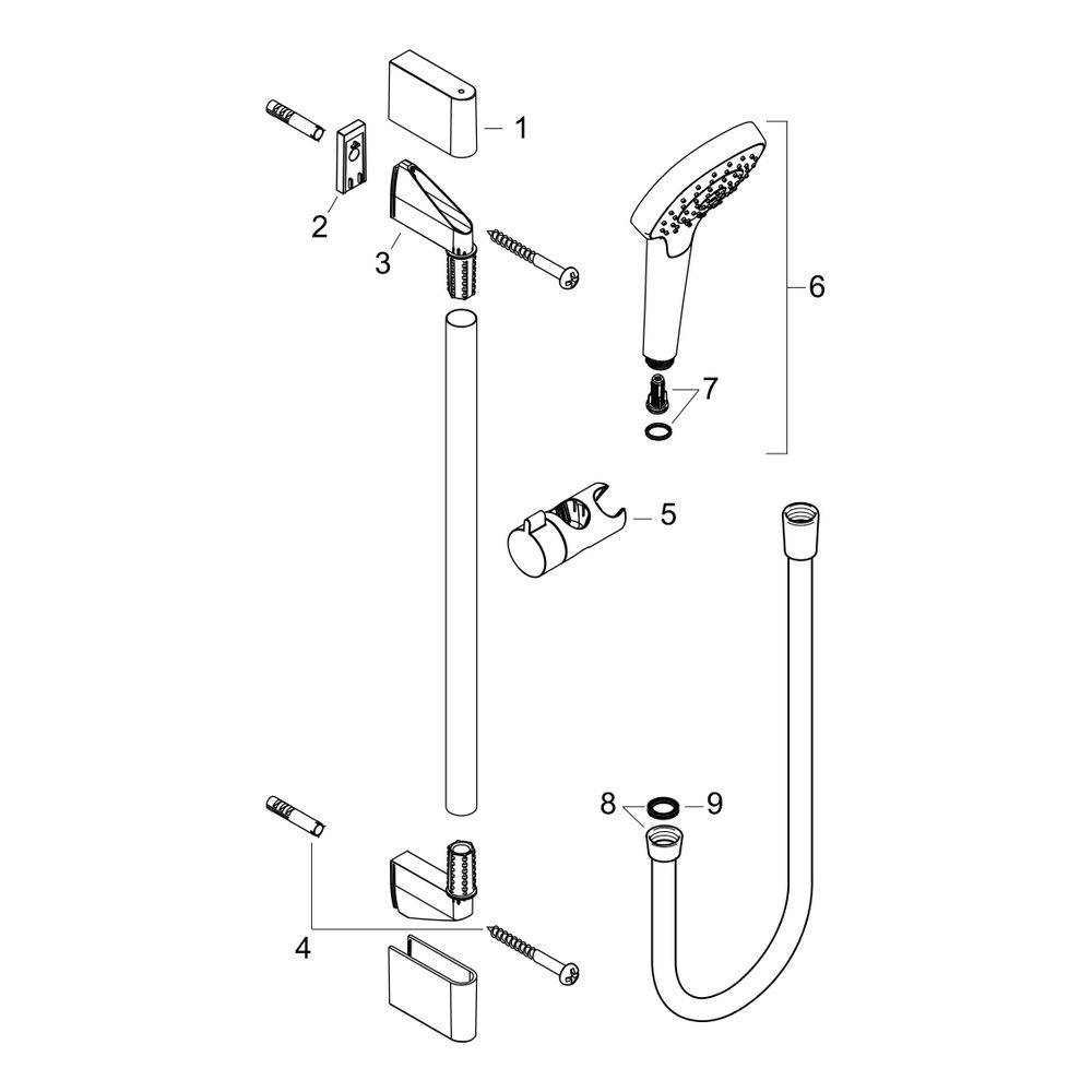 hansgrohe Croma Select S Brauseset 110mm Multi mit Brausestange 650mm 16l/min Weiß/Chrom-1