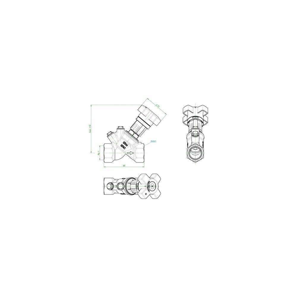 Oventrop Hydrocontrol VTR Strangregulierventil DN 25, 1" Innengewinde mit Blindstopfen, Rotguss-2